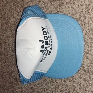 Vtg J&J Auto Body Your Body is Out Business Trucker Hat Snapback Hat